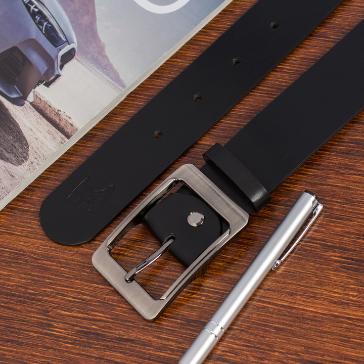 Skórzany pasek damski do spodni sukienki czarna skóra nat 4 cm