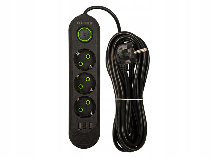 PRZEDŁUŻACZ LISTWA ZASILAJĄCA WŁĄCZNIK 3x USB 3 GNIAZDA 5m