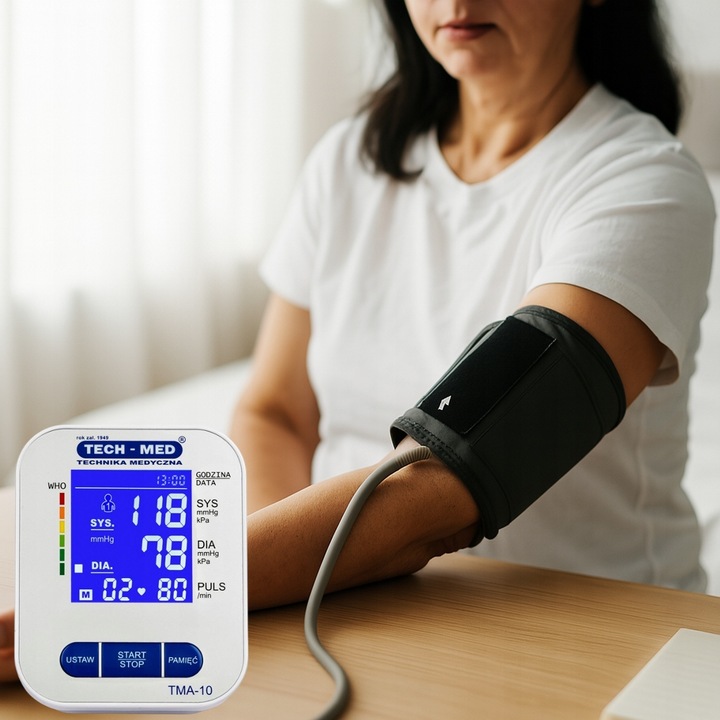 CIŚNIENIOMIERZ NARAMIENNY ETUI CZYTELNY EKRAN ARYTMIA TECH-MED TMA-10