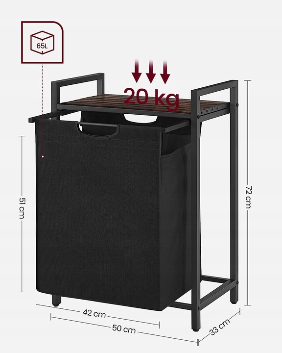 Szafka Łazienkowa KOSZ NA PRANIE z półką LOFT