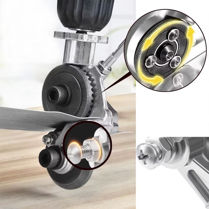 ADAPTER DO CIĘCIA BLACHY NA WKRĘTARKĘ WIERTARKĘ PRZYSTAWKA NOŻYCE