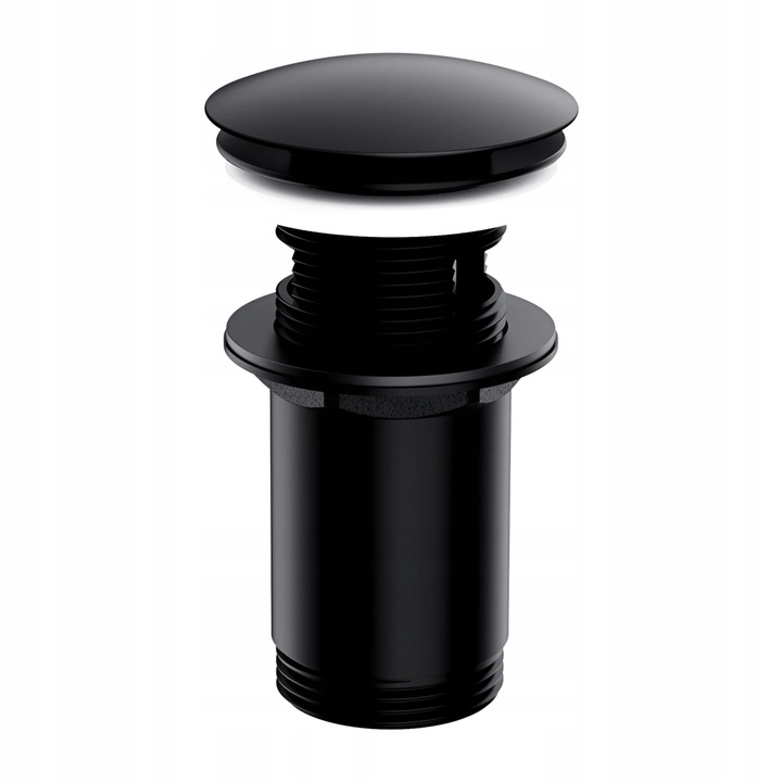 KOREK KLIK-KLAK METALOWY DO UMYWALKI Z PRZELEWEM CZARNY MAT OMNIRES