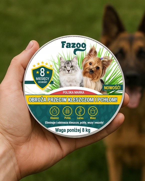 OBROŻA NA KLESZCZE i Pchły dla Psa Kota Antykleszczowa 8 Miesięcy