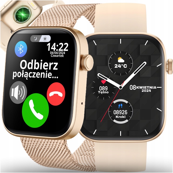 SMARTWATCH ZEGAREK DAMSKI POLSKIE MENU ROZMOWY SMS SMART WATCH + 2