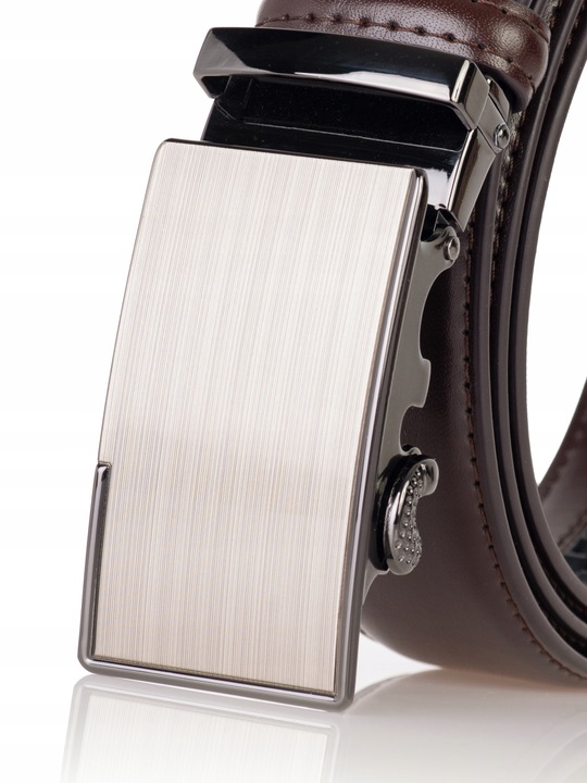 Pasek SKÓRZANY Męski Automat BRĄZOWY spodni klamra