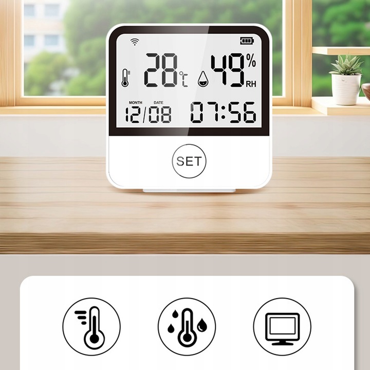 Stacja pogodowa WiFi Termometr Higrometr ZDALNY DOSTĘP Zegar Aplikacja