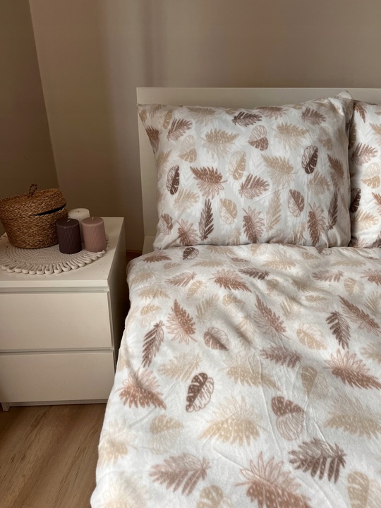 Komplet Pościeli Polarowej 160x200+2x 70/80 Ciepła Gruba Mack Home Liście