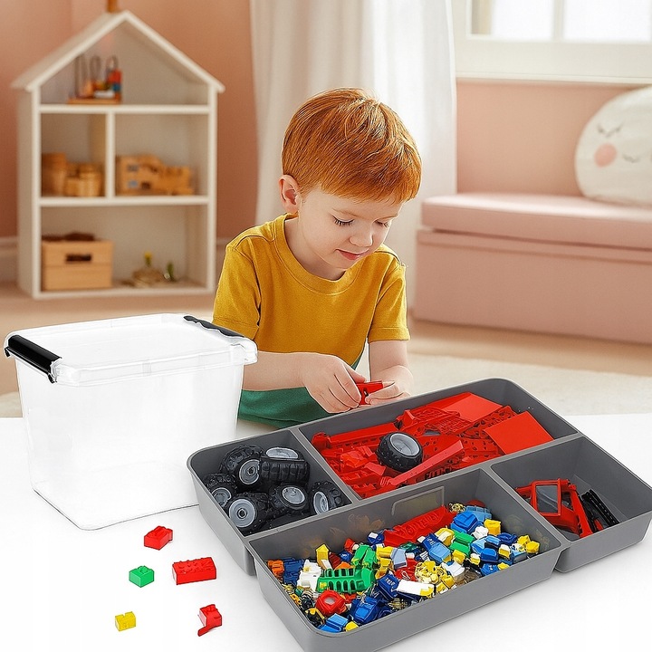 Pojemnik 15,5 l pudełko na klocki lego przezroczysty organizer z