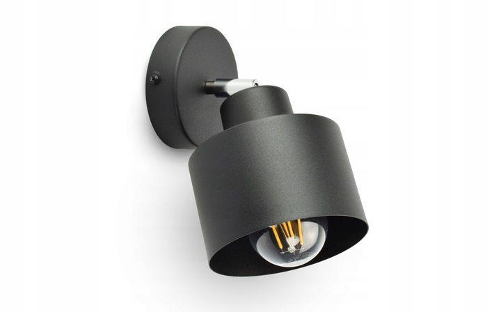 Lampa Ścienna Kinkiet Czarny Roller 382-KG1 E27
