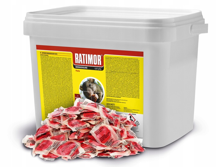 RATIMOR MOCNA PASTA NA MYSZY SZCZURY GRYZONIE BROMADIOLON 4,5KG