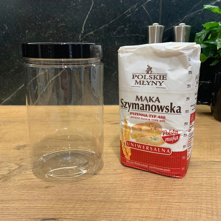 Pojemniki słoiki plastikowe 1,5L mąkę 1500ml x 9 na przyprawy makaron mąkę