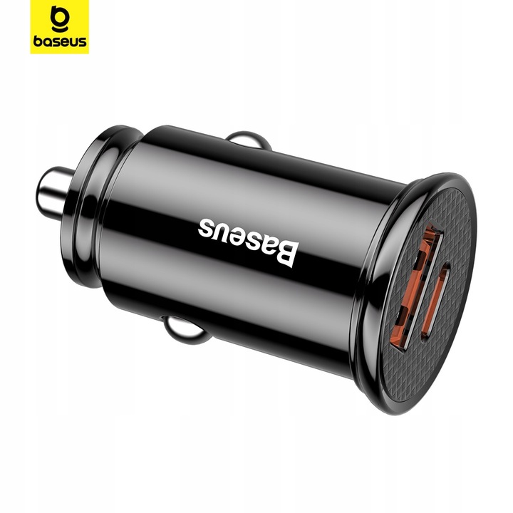 BASEUS MOCNA SZYBKA ŁADOWARKA SAMOCHODOWA USB USB-C TYP-C PD 30W QC 3.0 5A