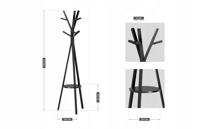 Wieszak stojak na ubrania MARK ADLER stojący stalowy 9 haczyków +
