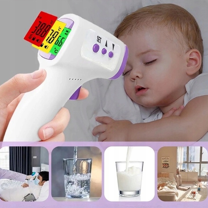 TERMOMETR BEZDOTYKOWY NA PODCZERWIEŃ LCD DLA DZIECI I DOROSŁYCH DOKŁADNY