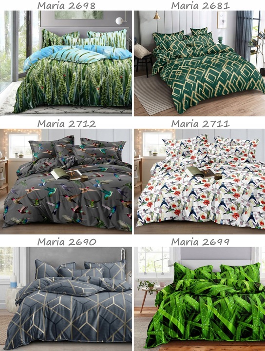 Pościel 160x200 + 2 poszewki KOMPLET POŚCIELI bawełnianej satyny WYBÓR