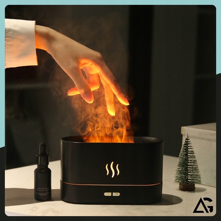 NAWILŻACZ POWIETRZA DYFUZOR LAMPKA NOCNA LED EFEKT PŁOMIENIA KOMINEK