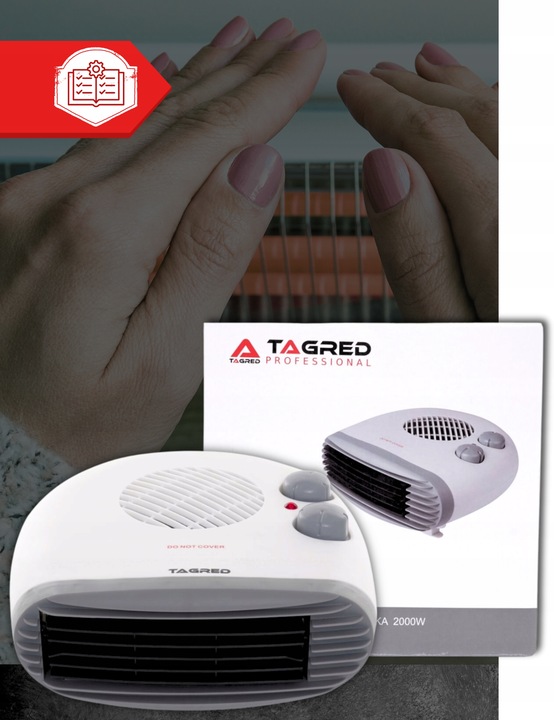 Grzejnik elektryczny Cicha Farelka Mocny Termowentylator 2000W Termostat