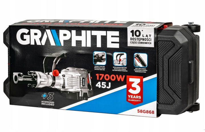 MOCNY MŁOT UDAROWY DO KUCIA WYBURZENIOWY GRAPHITE HEX30 2 DŁUTA 45J