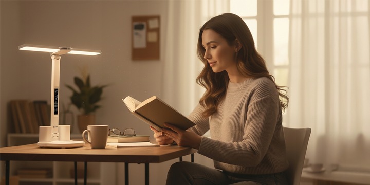 LAMPKA NA BIURKO LED PODWÓJNA BIURKOWA ZEGAR ORGANIZER TEMPERATURA