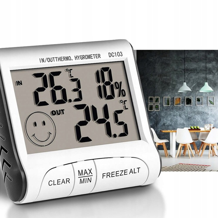 STACJA POGODOWA POGODY TERMOMETR POKOJOWY HIGROMETR CYFROWY Z SONDĄ
