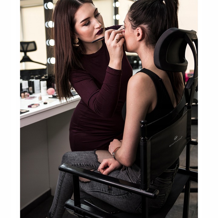 Krzesło do Makijażu Make-Up Wizażu Składane Aluminiowe Zagłówek