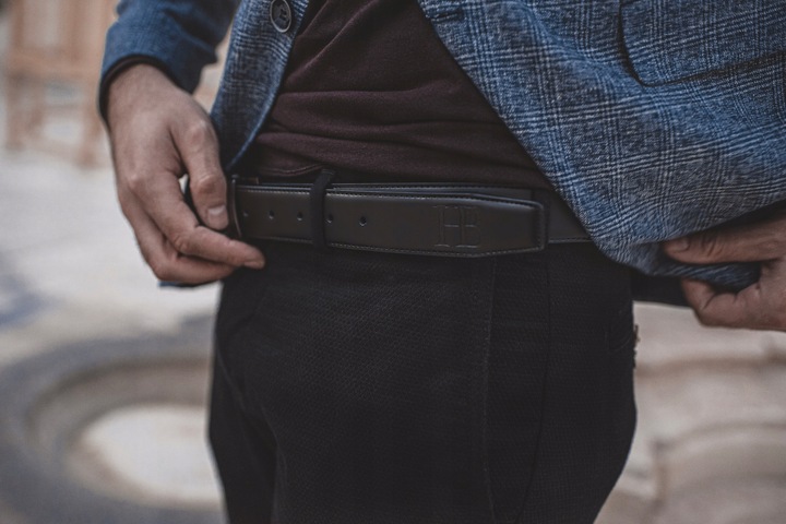 DWUSTRONNY SKÓRZANY PASEK DO SPODNI PASEK MĘSKI DO SPODNI Hugh Butler