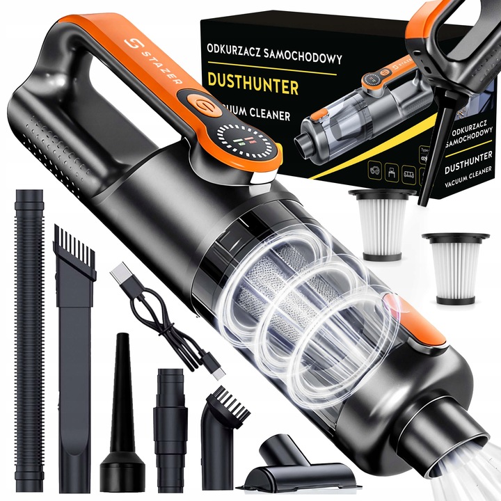 Odkurzacz samochodowy do auta ręczny cyklonowy bezprzewodowy USB 17