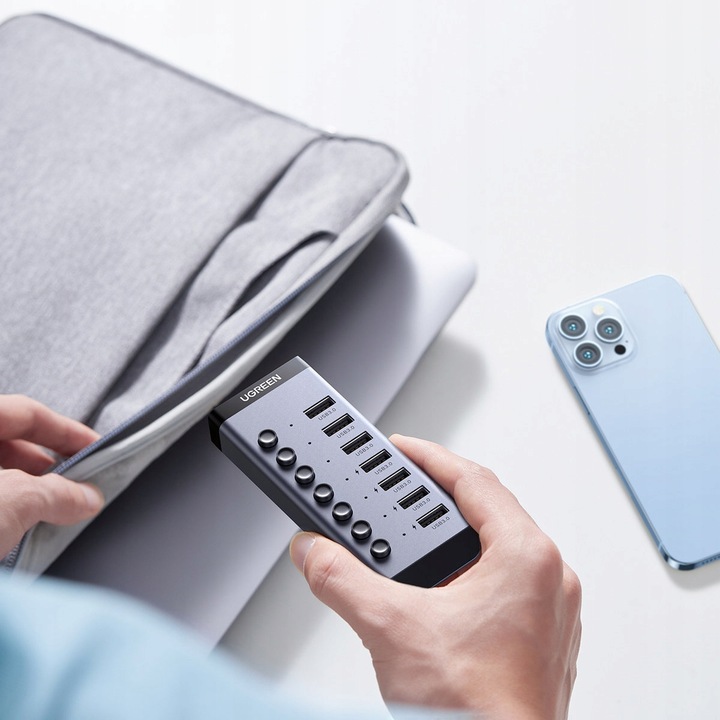 UGREEN HUB USB AKTYWNY ADAPTER ROZDZIELACZ 7w1 USB/ USB C - PD 7x USB A 3.0