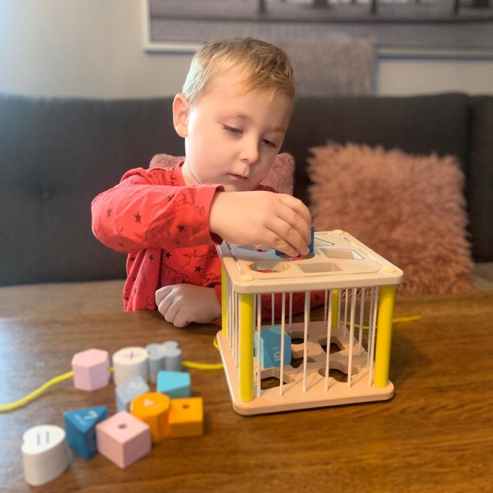 Sorter Kostka Edukacyjna Elastyczna Drewniana Sensoryczna Klocki dla Dzieci