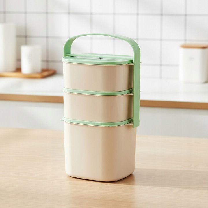 Menażka OBIADOWA 3-poziomowa piętrowa do przenoszenia żywności obiadów