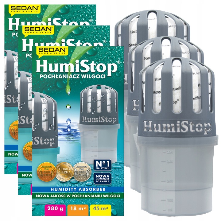 Pochłaniacz wilgoci Humistop - 3x urządzenie + 3xwkład wkłady HUMISTOP