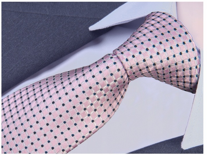 MIKROFIBRA Krawat Męski Różowy w Groszki GREG g146