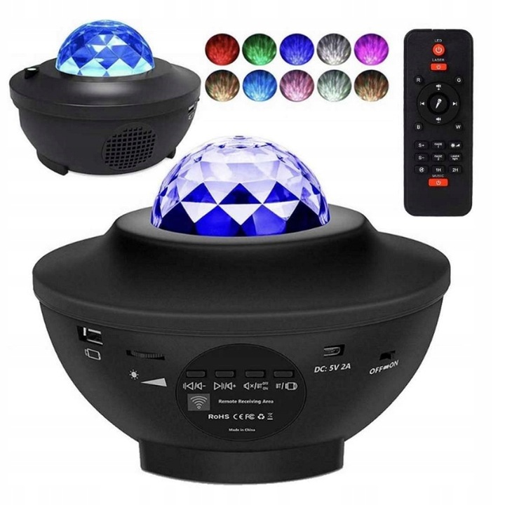 Projektor Gwiazd Rzutnik Nieba Lampka Nocna LED Głośnik Bluetooth + Pilot
