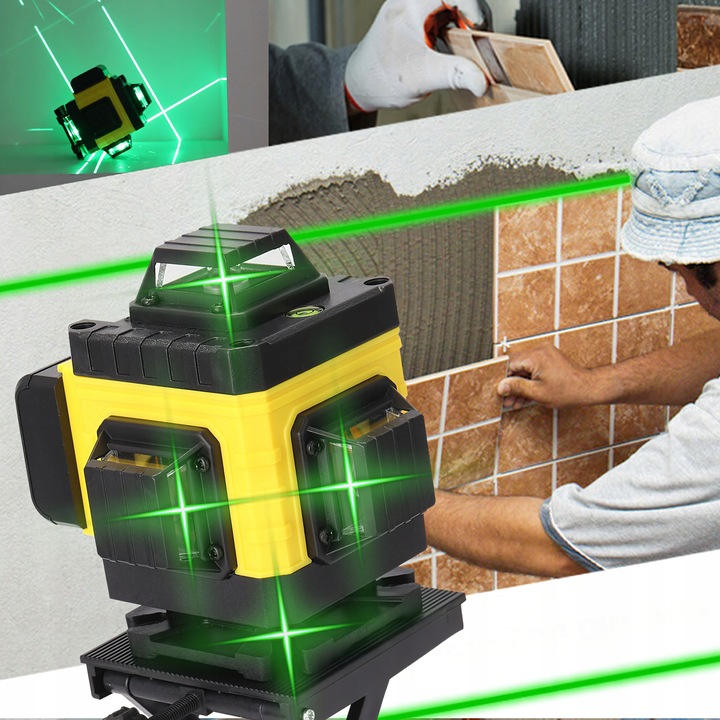 POZIOMNICA LASEROWA POZIOMICA 4D 16 LINII KRZYŻOWA 360 LASER ETUI