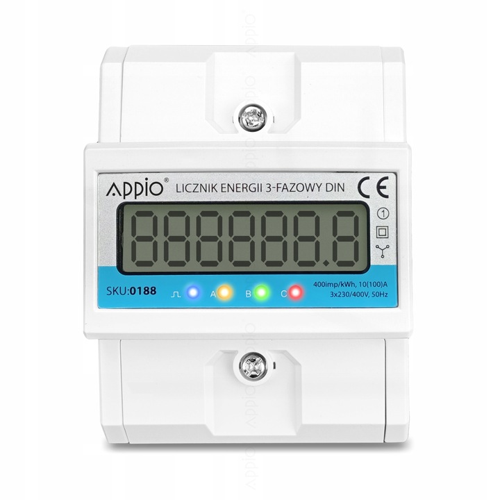 LICZNIK PRĄDU trójfazowy 3 fazy miernik energi na szynę DIN PRECYZYJNY 100A