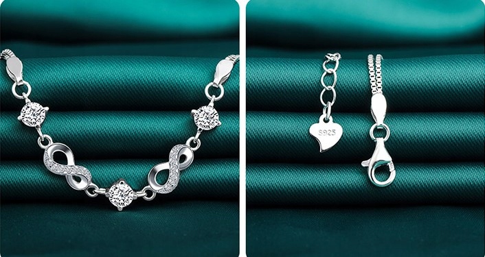 BRANSOLETKA DAMSKA SREBRNA NIESKOŃCZONOŚĆ BRANSOLETKA SREBRO PRÓBA 925