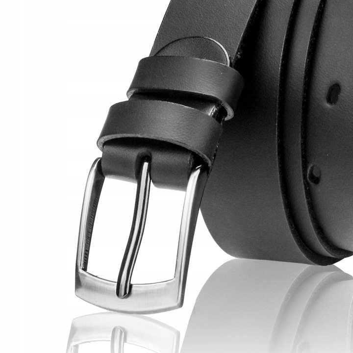 Pasek Męski Skórzany STEVENS Czarny 3cm Wąski Spodni Garnituru Jeans