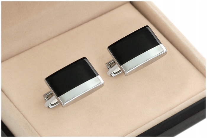 ELEGANCKIE SPINKI + PUDEŁKO Stalowe do Mankietów Koszuli GREG skp15-11