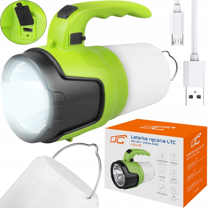 LATARKA AKUMULATOROWA MOCNY SZPERACZ LED USB