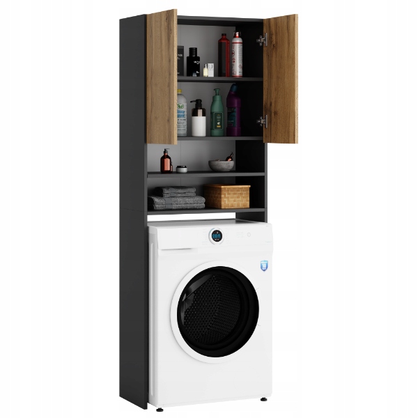 REGAŁ ŁAZIENKOWY SZAFKA NAD PRALKE ANTRACYT WOTAN 4 PÓŁKI