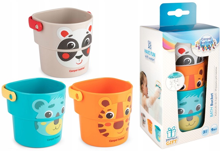 CANPOL kubeczki wiaderka PRZELEWAJKI DO WODY WANNY i KĄPIELI 3 szt 56/000