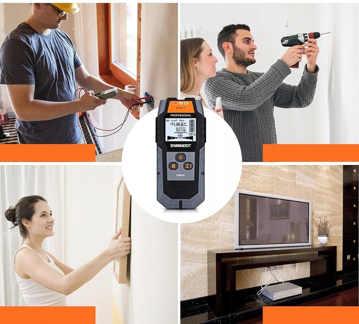 WYKRYWACZ DETEKTOR PRZEWODÓW KABLI METALI W ŚCIANIE DREWNA METALU + BATERIA