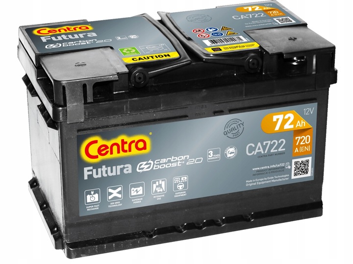 AKUMULATOR CENTRA FUTURA 72AH 72Ah 720A NAJNOWSZY MODEL ASSISTANCE