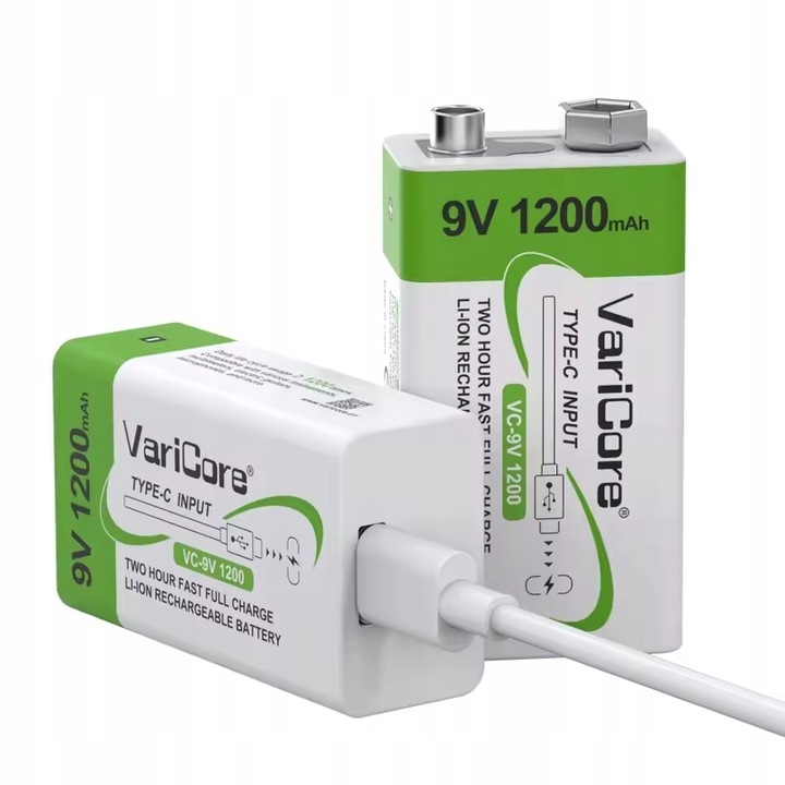 Akumulator bateria ogniwo VariCore VC-9V 1200-USB 9V Li-ion 1200mAh