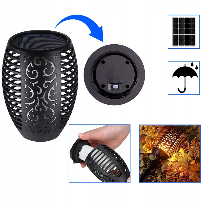 Znicz Solarny WIECZNY LED PODSTAWKA NA CMENTARZ GRÓB Serce EFEKT