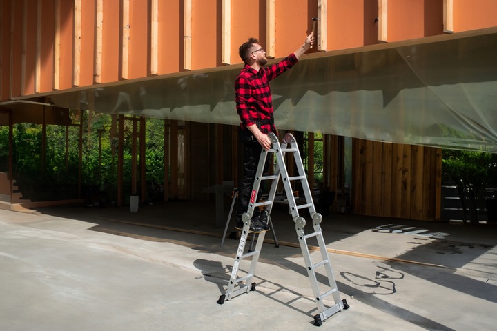 Drabina aluminiowa składana przegubowa wielofunkcyjna 4x3 + podest