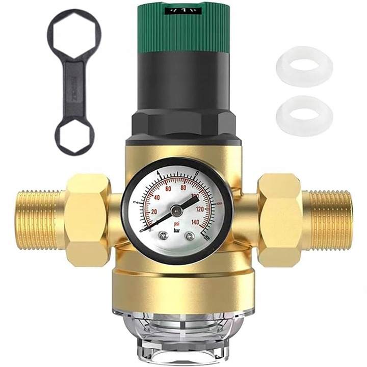 REDUKTOR CIŚNIENIA WODY MOSIĘŻNY 1" DN25 Z FILTREM I MANOMETREM 3/4