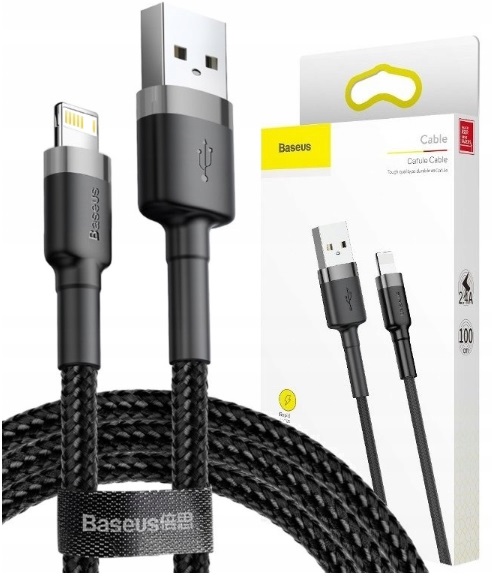 Kabel 2m do iPhone 14 13 12 PRO X XR 8 7 USB-LIGHTNING Przewód BASEUS Mocny