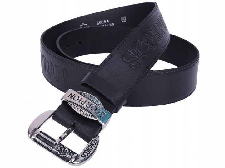 Pasek skórzany SCORPION czarny męski SKÓRA