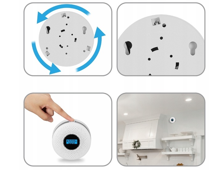 Bezprzewodowy Czujnik dymu i gazu CO czadu tlenku węgla 85dB alarm na